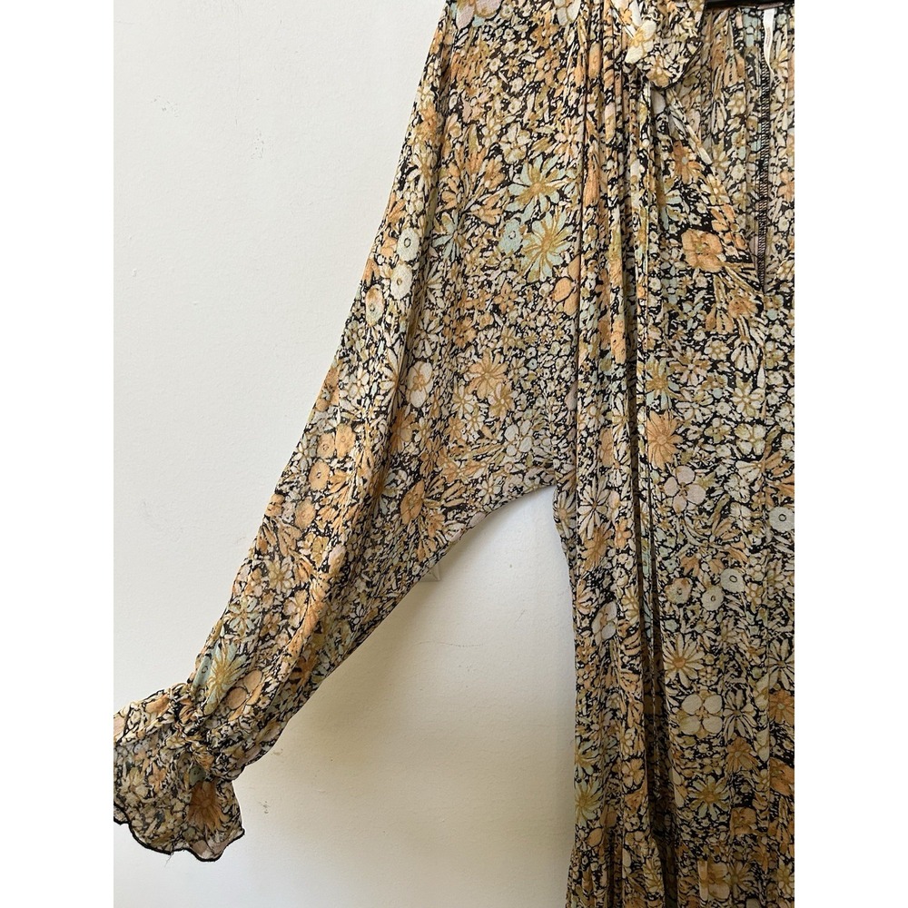 Free People Feeling Groovy Maxi Dress S Boho Floral Cottagecore Flowy peasant - Picture 4 of 7